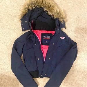 Hollister Navy Cropped Jacket XS